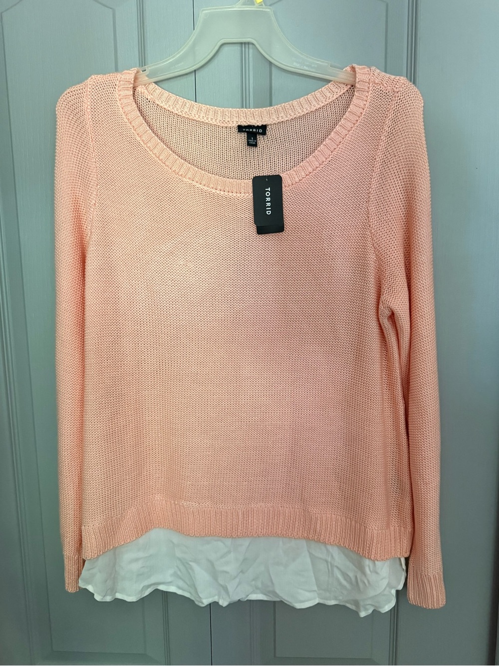 Torrid Pale Pink Layered-Hem Sweater